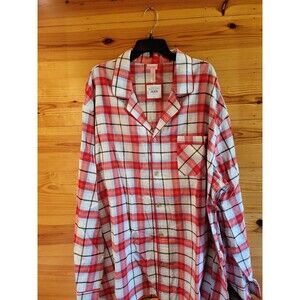 Wondershop Men’s Red Plaid 4XLT Pajama Button Down Shirt Red/White/Blue Big/Tal